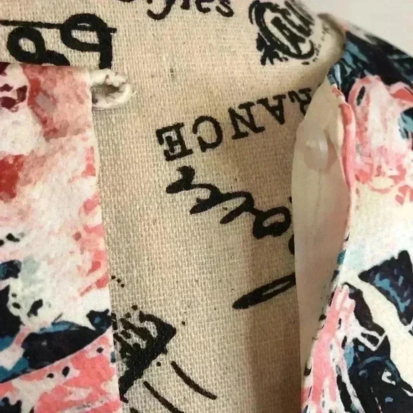 Cooper and Ella Ladies Small Beige And Blue Floral Silky Blouse S/S layered - Picture 4 of 6